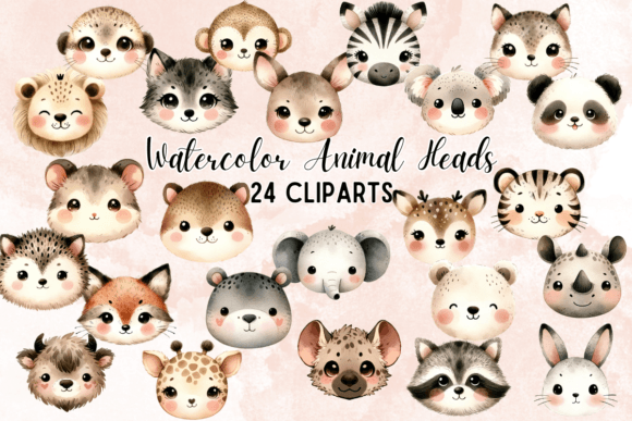 24 Watercolor Animal Heads Clipart: A Designer's Guide to Whimsical Branding
