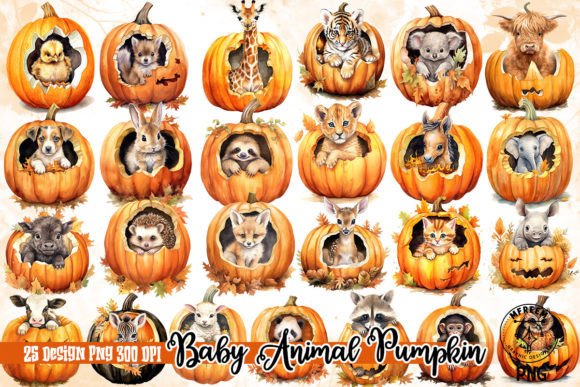 Adorable Autumn Designs with Baby Animal Pumpkin Clipart