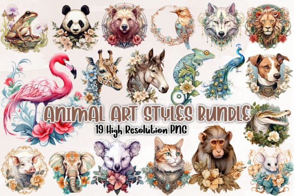 Animal Art Styles Bundles Clipart PNG: A Designer's Best Friend