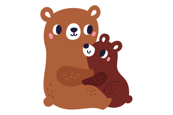 Baby Bear Cuddling with Mom. Animal Fami: A Warm Font for Creative Projects