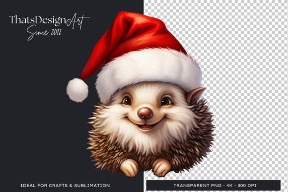 Charming Cute Hedgehog Christmas Animal Clipart for Your Designs