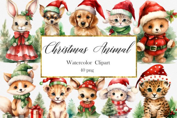 Christmas Animal Watercolor Clipart: A Designer's Festive Toolkit