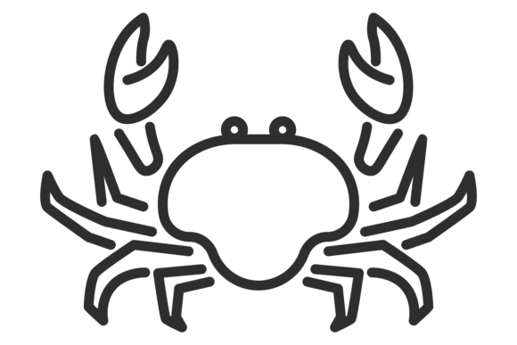 Crab Line Icon: Underwater Animal Shell for Design