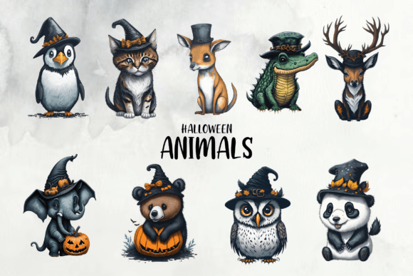 Cute Halloween Animal Clipart Bundle: Beyond Typography