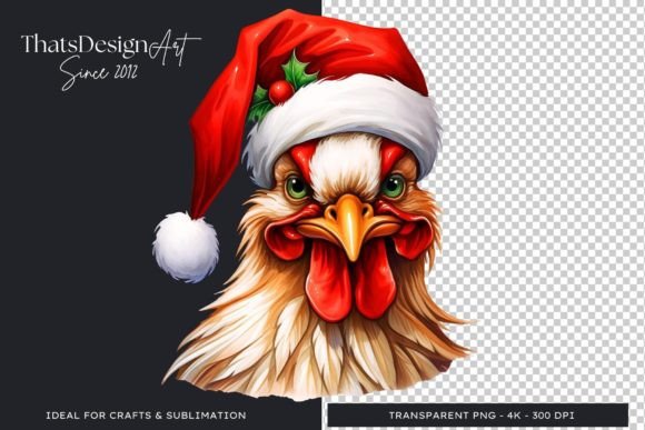 Cute Rooster Clipart Christmas Animal: Festive Charm for Your Projects