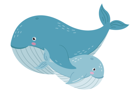 Cute Whale Mom with Baby Animal: A Font for Heartfelt Projects