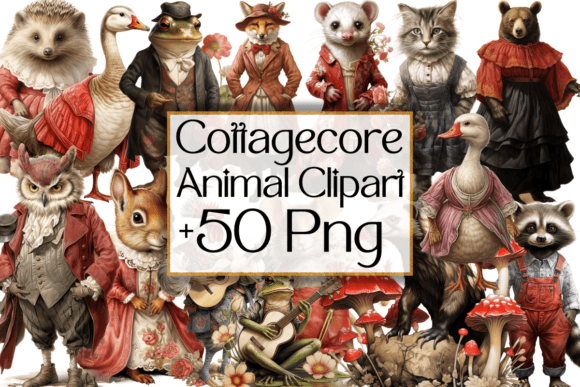 Enchanting Cottagecore Animal Clipart for Whimsical Designs