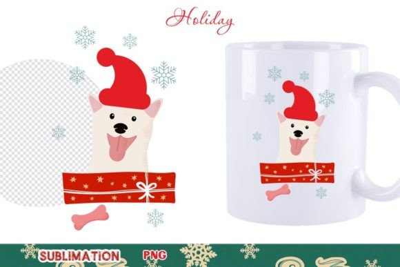 Holiday Funny Dog Christmas Animal PNG: Festive Design Assets