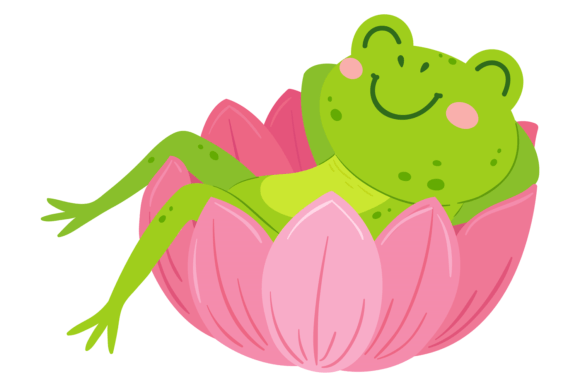 Pink Lily with Frog: A Charming Asset for Creative Projects