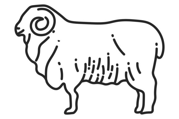 Sheep Line Icon: A Ram Symbol for Farm Animal Design
