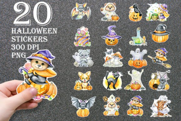 Spooky Cuteness: Halloween Funny Animal Stickers Set