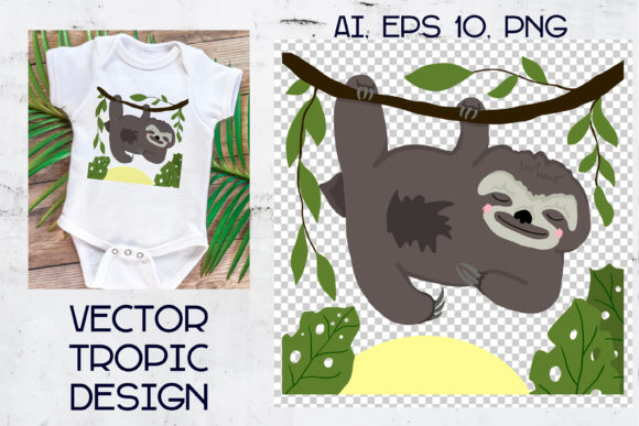 Tropical Sloth Vector Art for Creative Projects