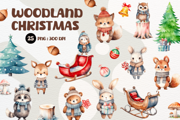 Watercolor Christmas Woodland Animal: A Festive Design Toolkit